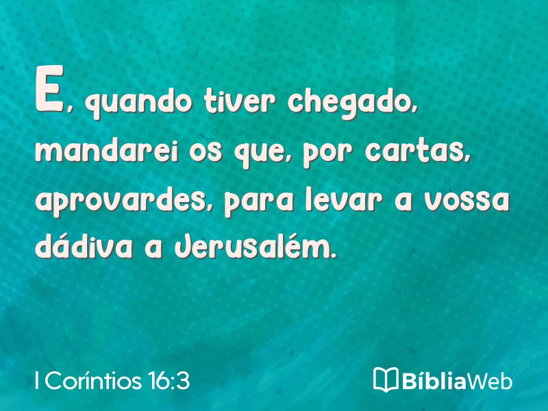 I Coríntios 16:3 em imagem para compartilhar