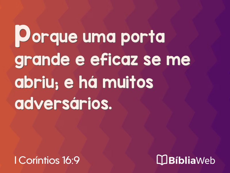 I Coríntios 16:9 em imagem para compartilhar