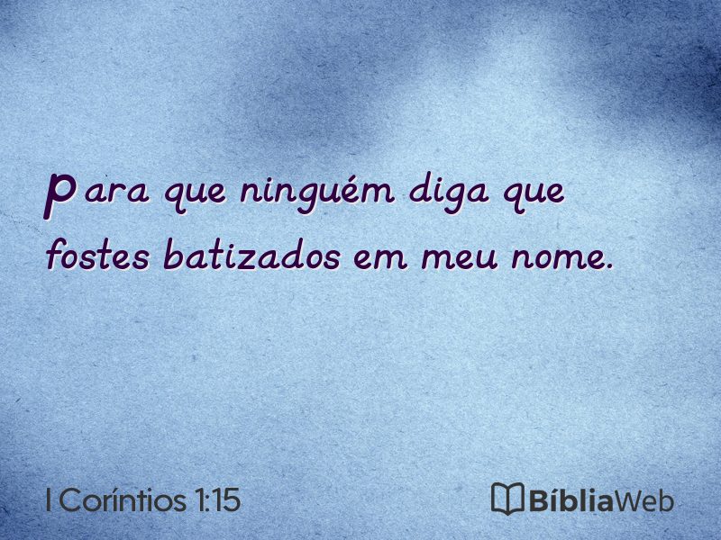 I Coríntios 1:15 em imagem para compartilhar