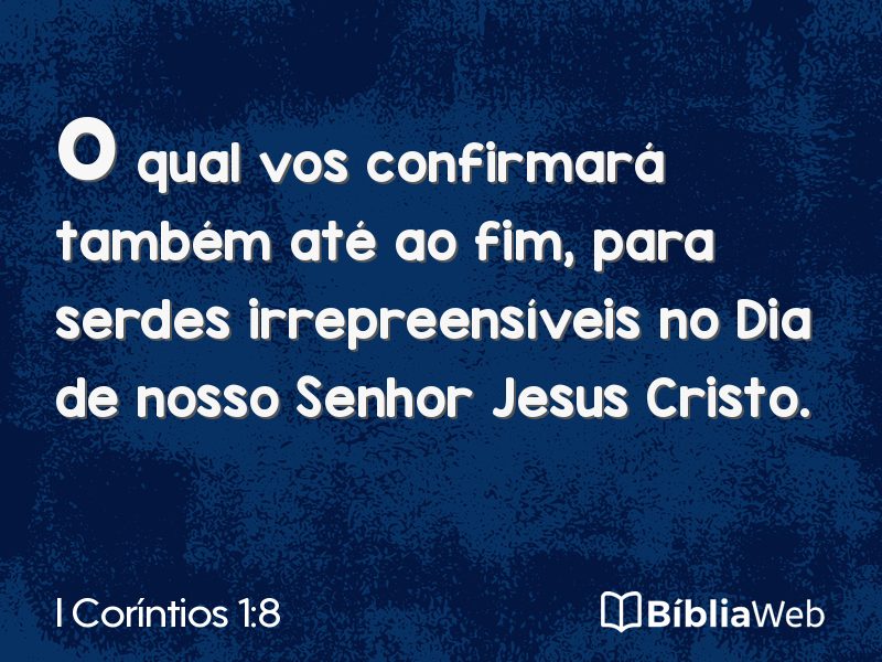 I Coríntios 1:8 em imagem para compartilhar