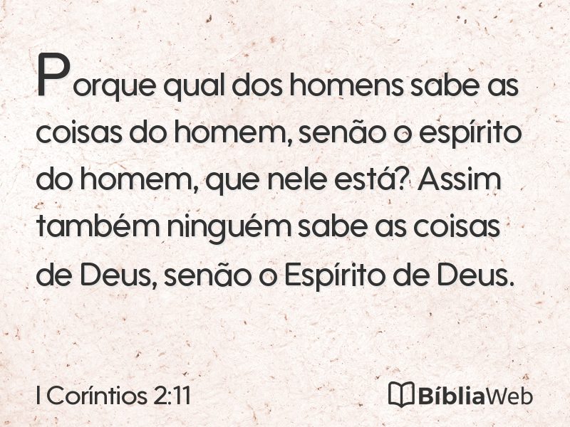 I Coríntios 2:11 em imagem para compartilhar