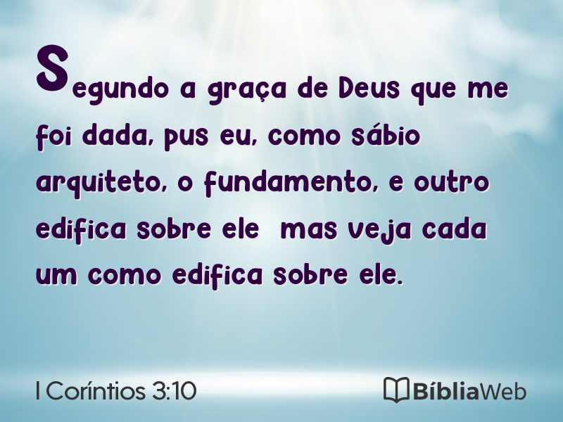 I Coríntios 3:10 em imagem para compartilhar