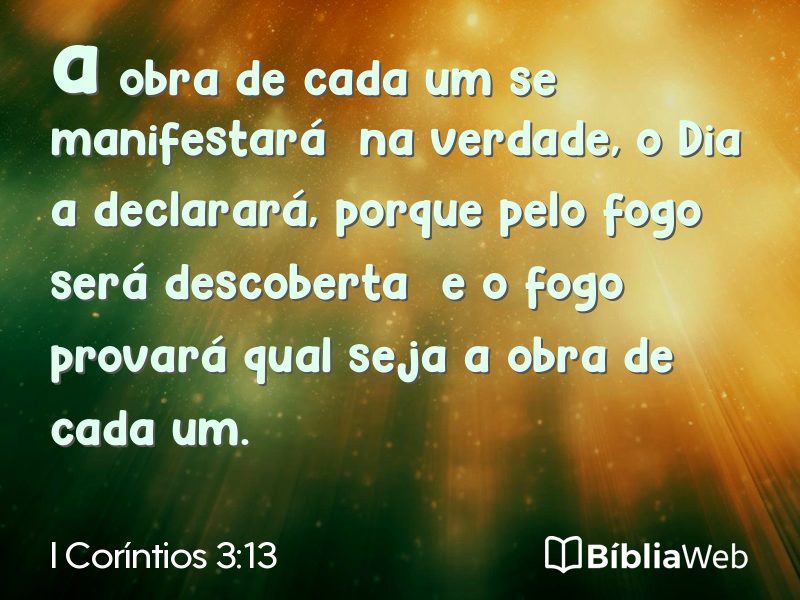 I Coríntios 3:13 em imagem para compartilhar