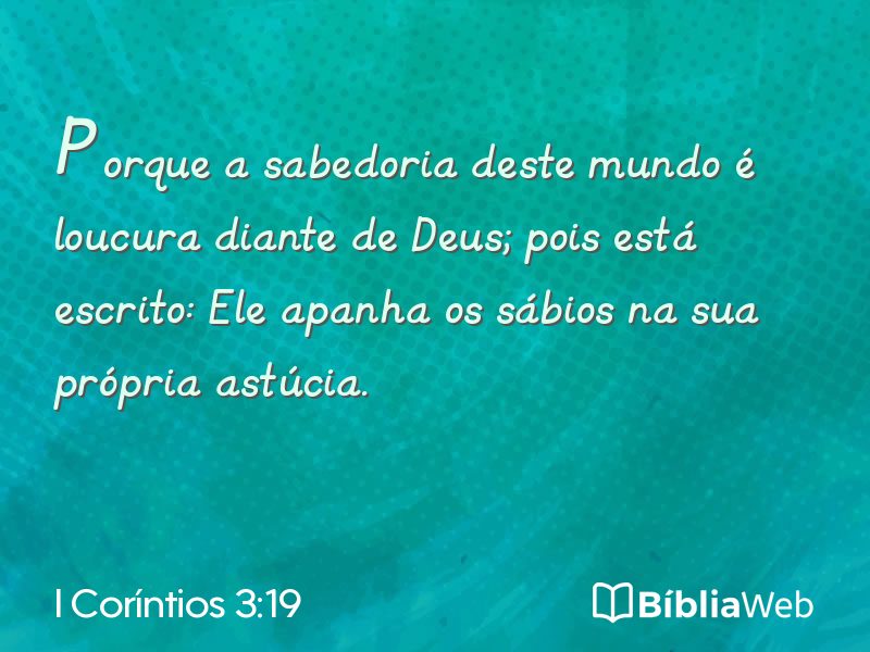 I Coríntios 3:19 em imagem para compartilhar