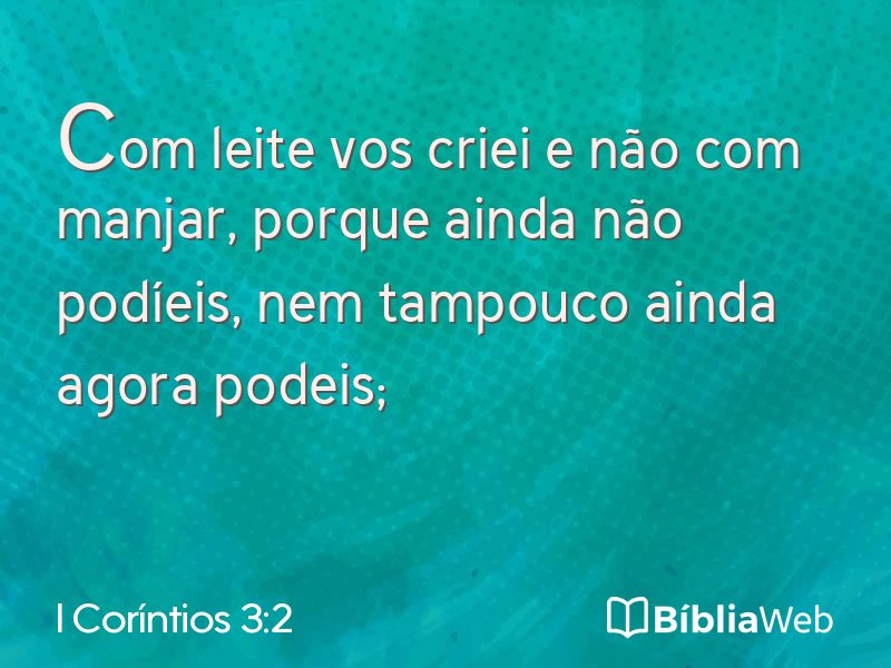 I Coríntios 3:2 em imagem para compartilhar