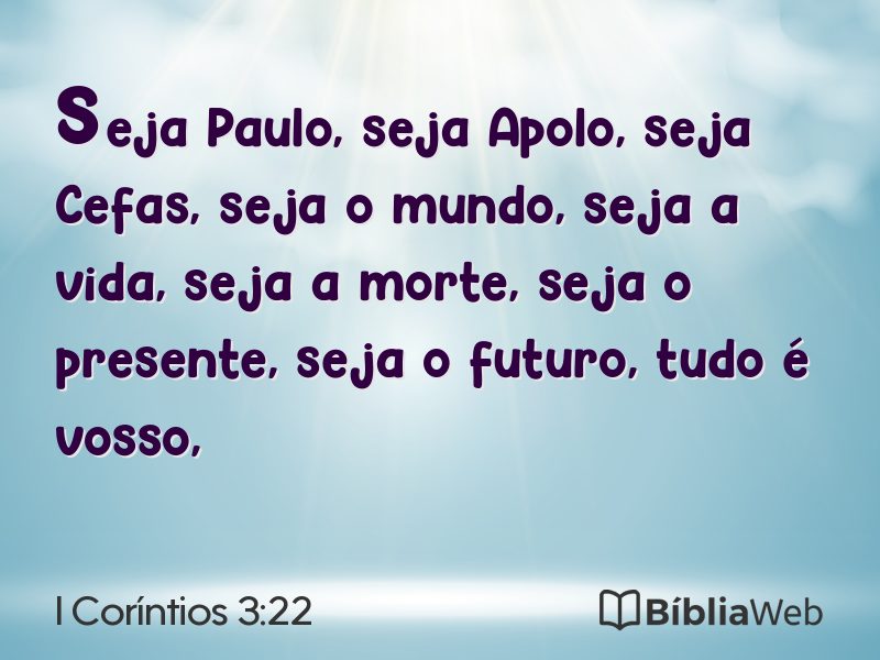 I Coríntios 3:22 em imagem para compartilhar