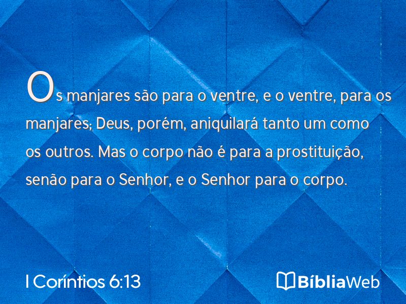 I Coríntios 6:13 em imagem para compartilhar