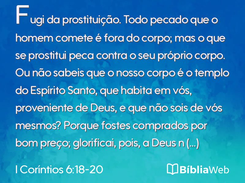 I Coríntios 6:18-20 em imagem para compartilhar