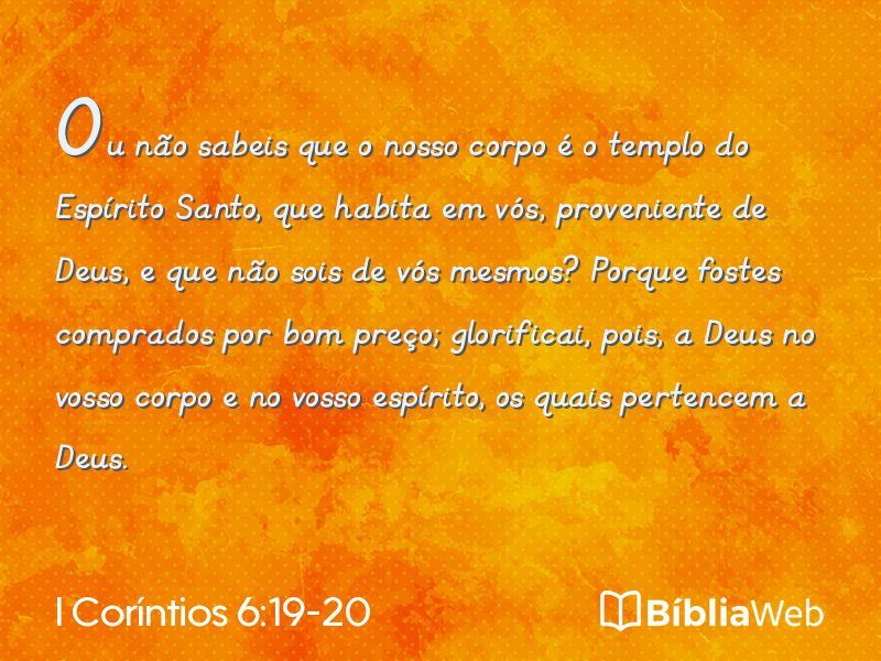I Coríntios 6:19-20 em imagem para compartilhar