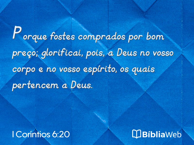 I Coríntios 6:20 em imagem para compartilhar