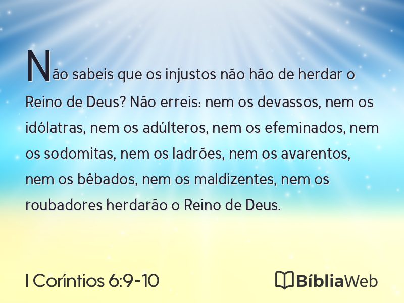 I Coríntios 6:9-10 em imagem para compartilhar