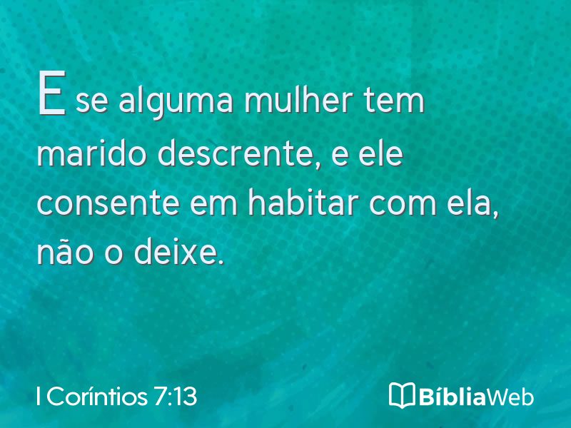 I Coríntios 7:13 em imagem para compartilhar