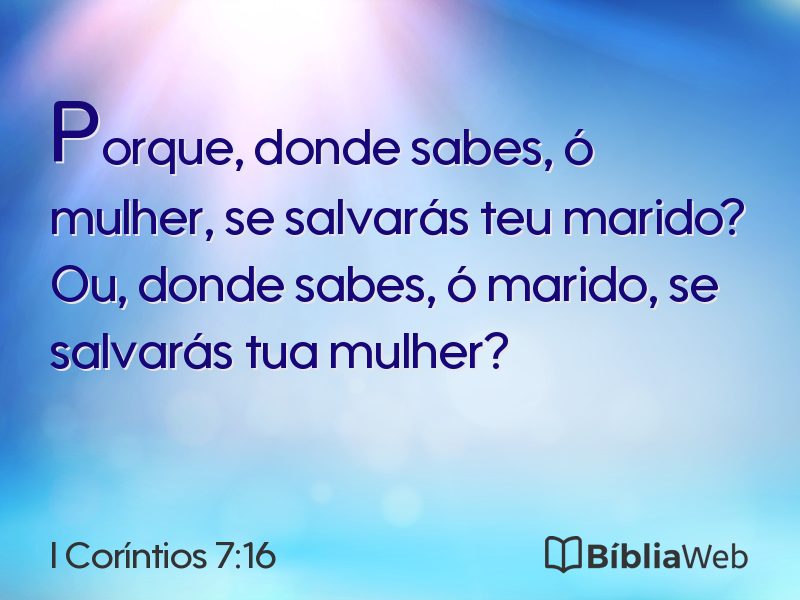 I Coríntios 7:16 em imagem para compartilhar
