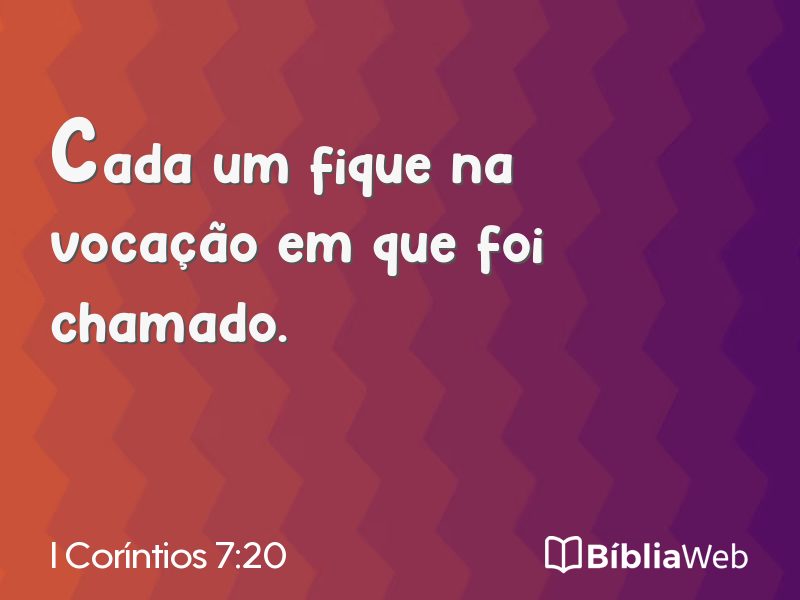 I Coríntios 7:20 em imagem para compartilhar