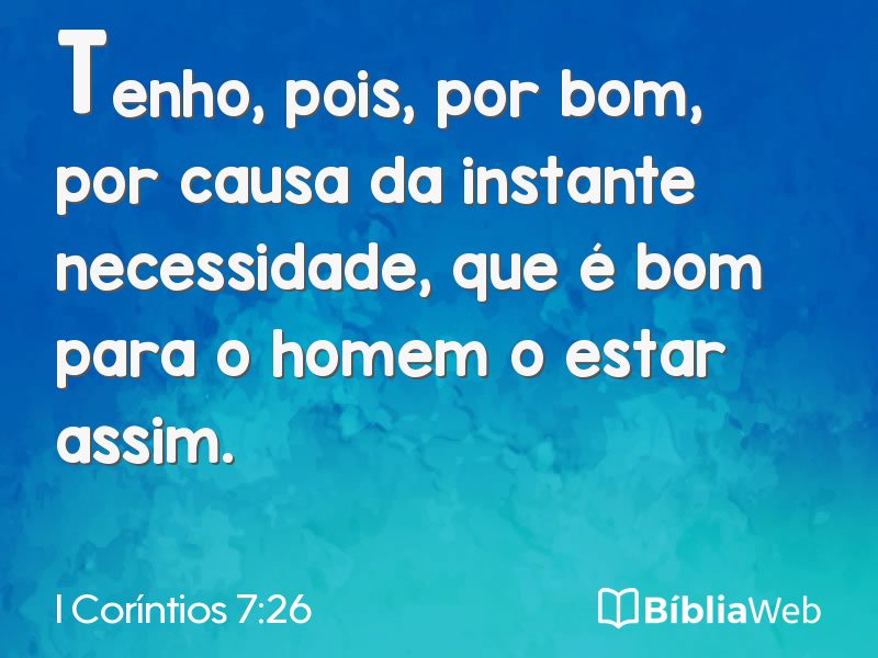 I Coríntios 7:26 em imagem para compartilhar