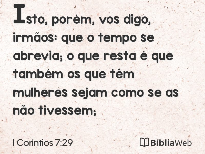 I Coríntios 7:29 em imagem para compartilhar