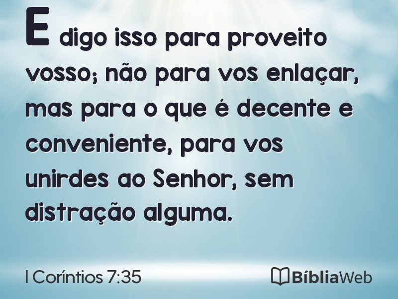 I Coríntios 7:35 em imagem para compartilhar