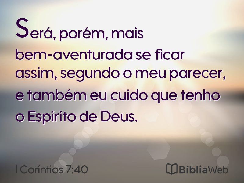 I Coríntios 7:40 em imagem para compartilhar