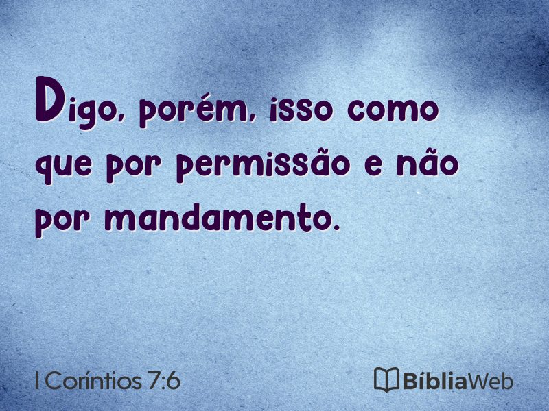 I Coríntios 7:6 em imagem para compartilhar