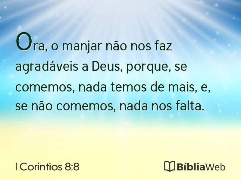 I Coríntios 8:8 em imagem para compartilhar