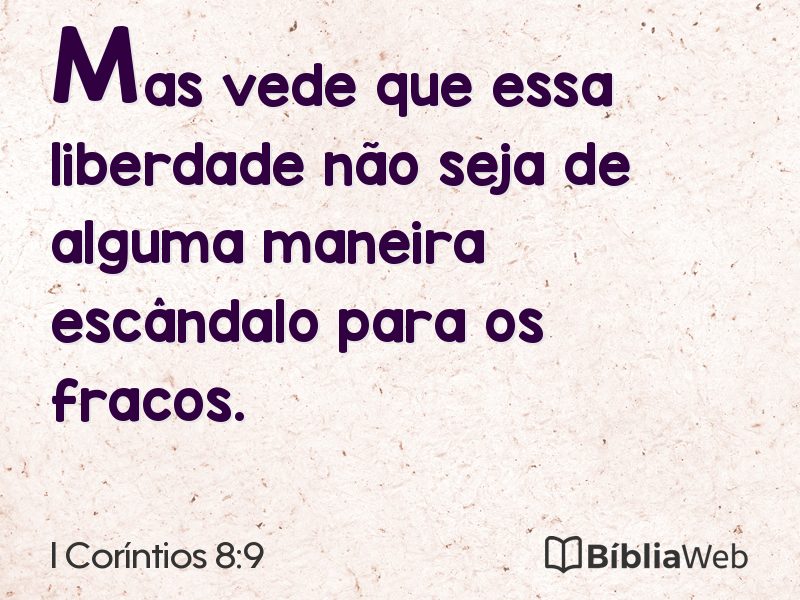 I Coríntios 8:9 em imagem para compartilhar
