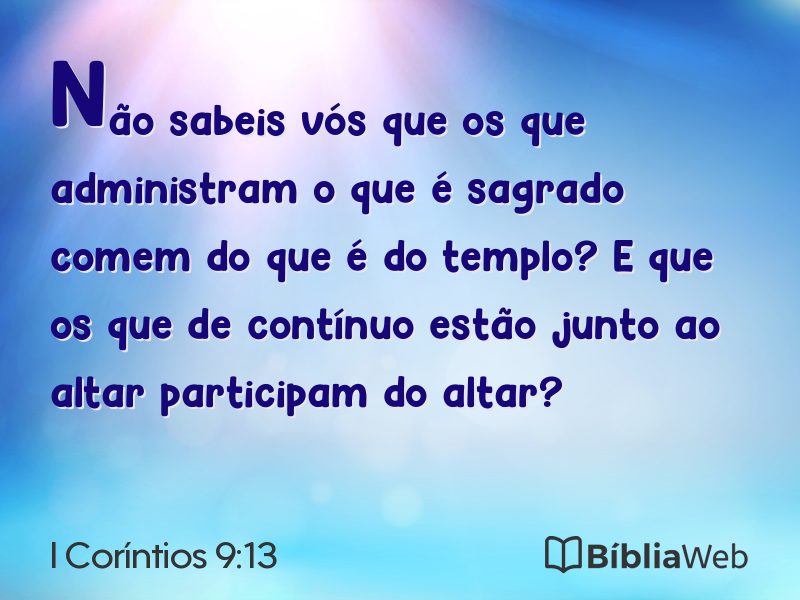 I Coríntios 9:13 em imagem para compartilhar