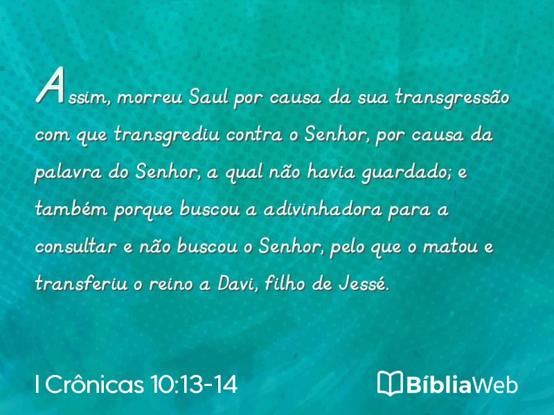 I Crônicas 10:13-14 em imagem para compartilhar
