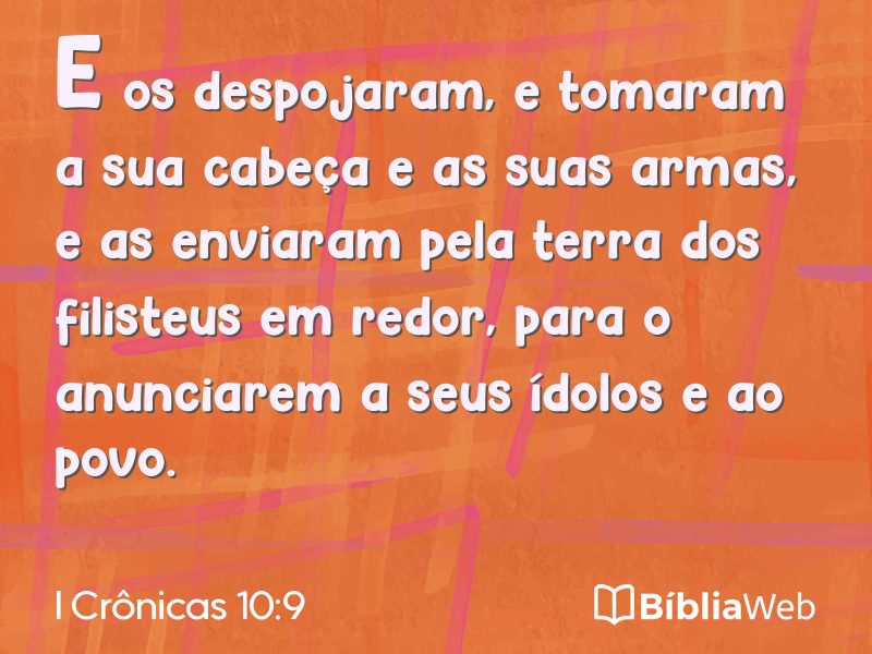 I Crônicas 10:9 em imagem para compartilhar