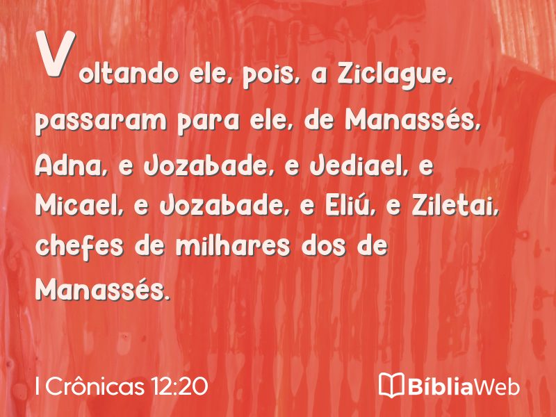 I Crônicas 12:20 em imagem para compartilhar