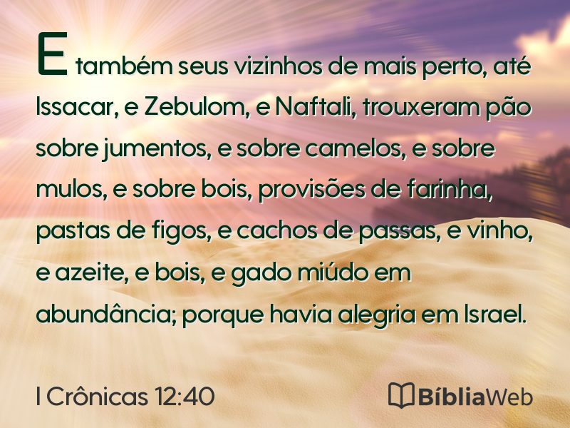 I Crônicas 12:40 em imagem para compartilhar