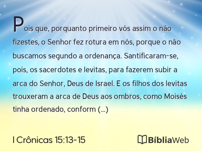 I Crônicas 15:13-15 em imagem para compartilhar