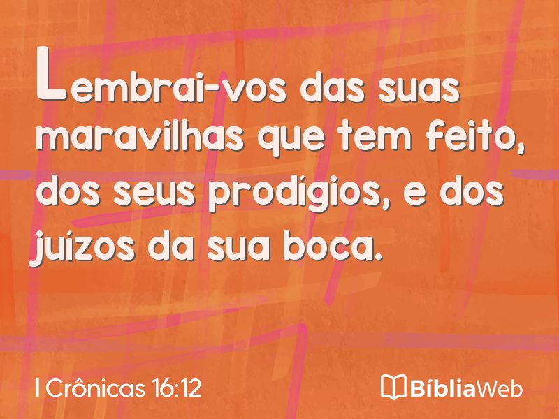 I Crônicas 16:12 em imagem para compartilhar