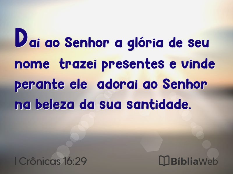 I Crônicas 16:29 em imagem para compartilhar