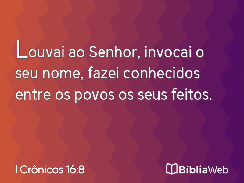 I Crônicas 16:8 em imagem para compartilhar