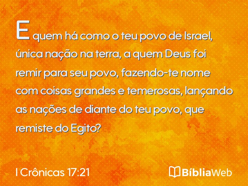 I Crônicas 17:21 em imagem para compartilhar