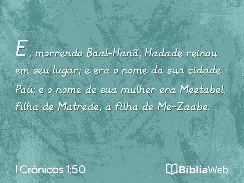 I Crônicas 1:50 em imagem para compartilhar