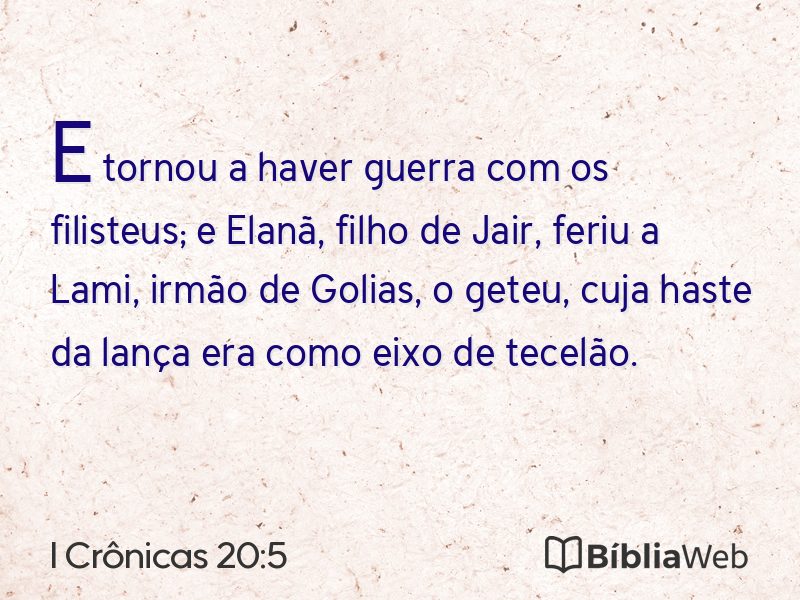 I Crônicas 20:5 em imagem para compartilhar