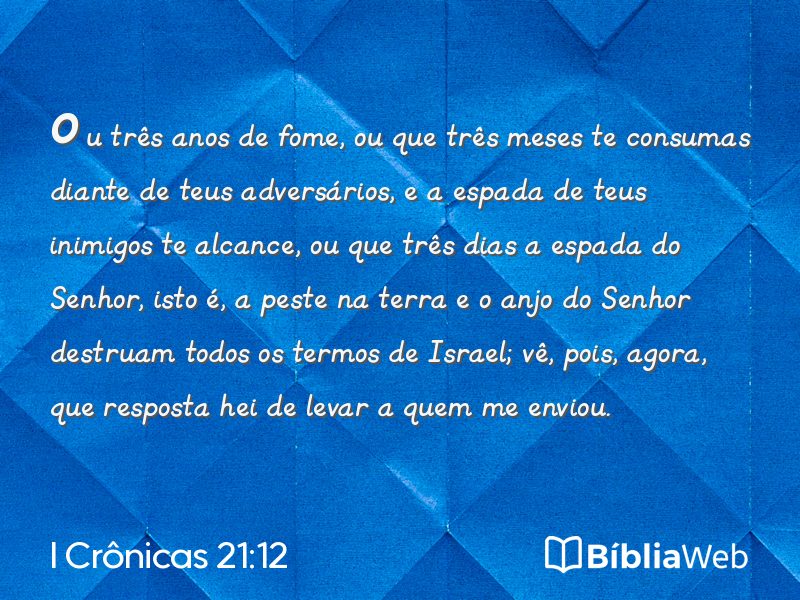 I Crônicas 21:12 em imagem para compartilhar
