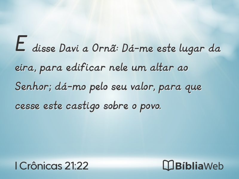 I Crônicas 21:22 em imagem para compartilhar