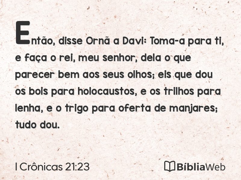 I Crônicas 21:23 em imagem para compartilhar