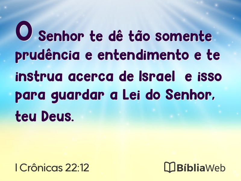 I Crônicas 22:12 em imagem para compartilhar