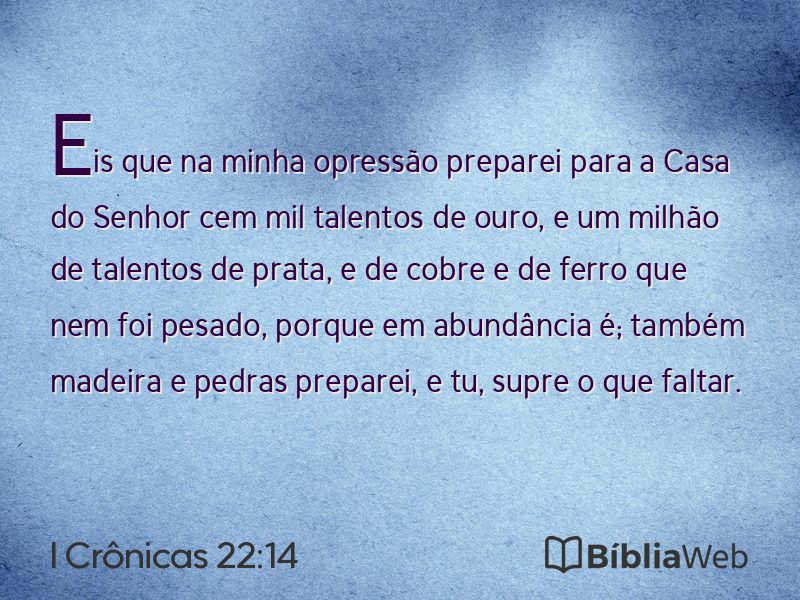 I Crônicas 22:14 em imagem para compartilhar