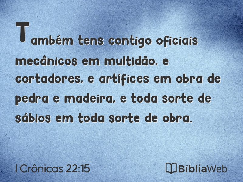 I Crônicas 22:15 em imagem para compartilhar