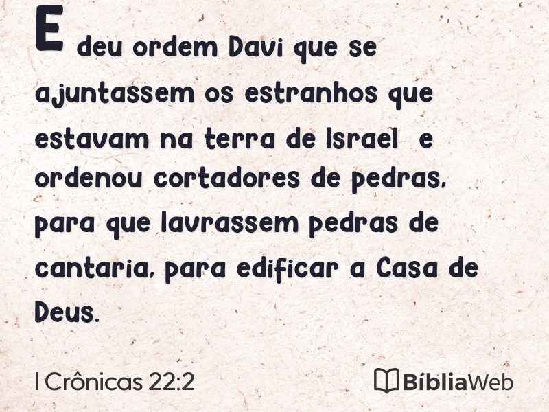 I Crônicas 22:2 em imagem para compartilhar