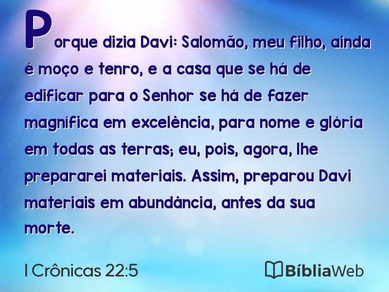 I Crônicas 22:5 em imagem para compartilhar