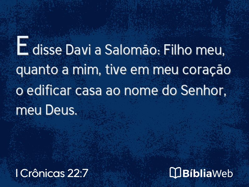 I Crônicas 22:7 em imagem para compartilhar