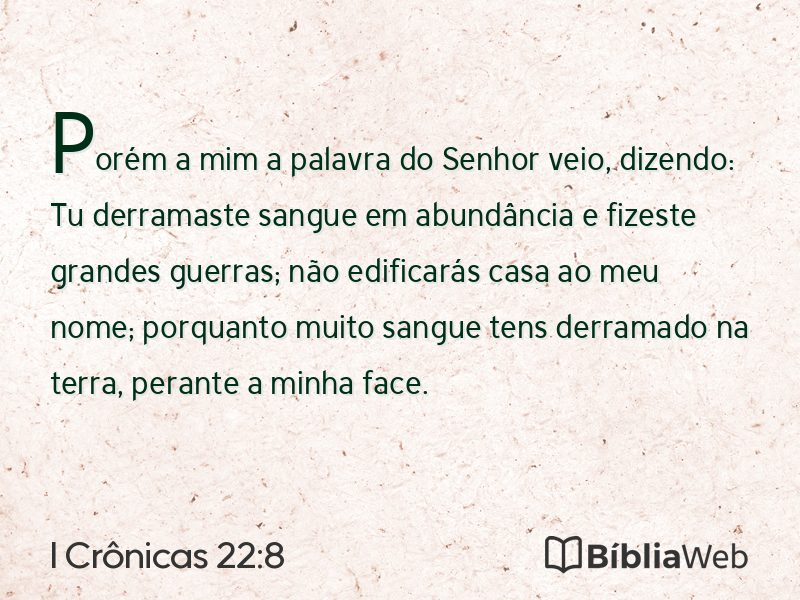 I Crônicas 22:8 em imagem para compartilhar