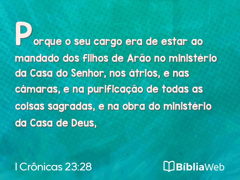 I Crônicas 23:28 em imagem para compartilhar