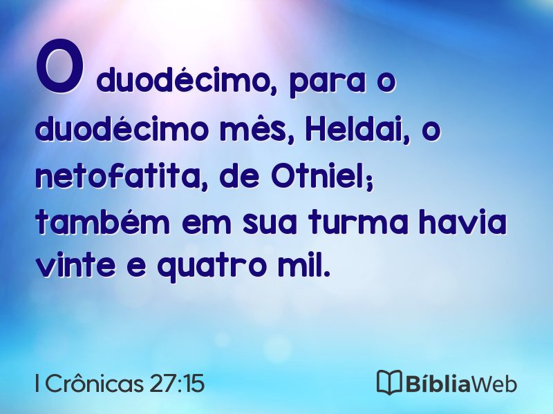 I Crônicas 27:15 em imagem para compartilhar