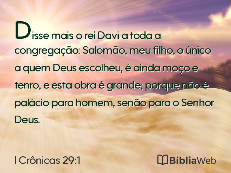 I Crônicas 29:1 em imagem para compartilhar